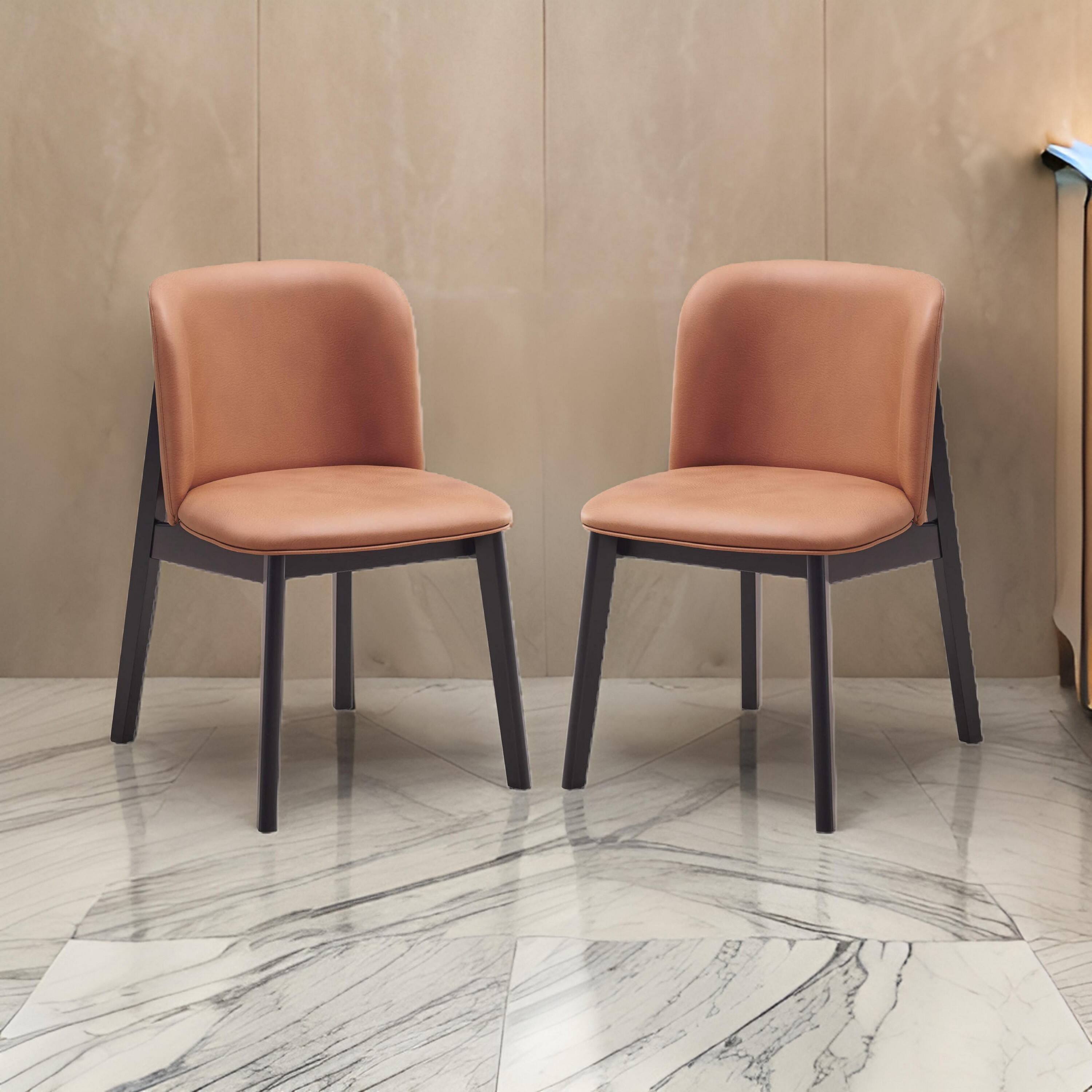 Alt View 5. Manhattan Lane - Iora 22 Inch Side Dining Chair Set of 2, Ergonomic, Brown Fabric - Brown, Black.