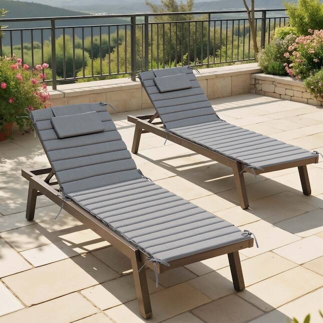 Alt View 7. Crestlive Products - Crestlive Products 2pc 80in Outdoor Foldable Water Resistant Chaise Lounge Chair Cushion with Ties Patio cushion - Light gray.