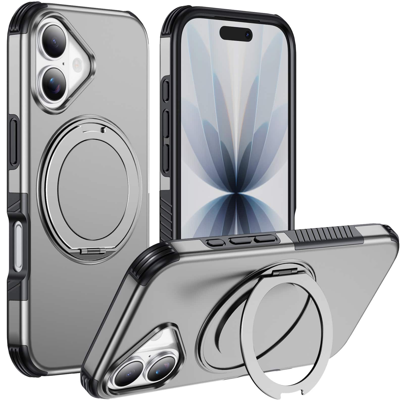 UUCOVER - Magnetic Case for iPhone 17,Shockproof TPU+PC Case Rind Holder Stand Case Compatible with MagSafe Cover - Silver price history on PriceWatchPro