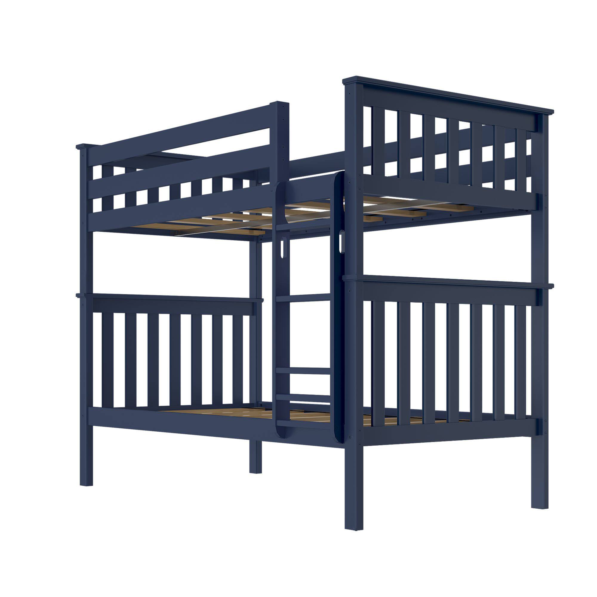 Alt View 2. Plank+Beam - Classic Twin over Twin Bunk Bed, Blue - Blue.