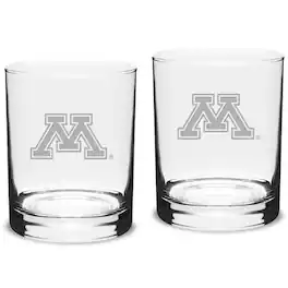 Jardine - Minnesota Golden Gophers 14oz. 2-Piece Classic Double Old-Fashioned Glass Set - Multicolor