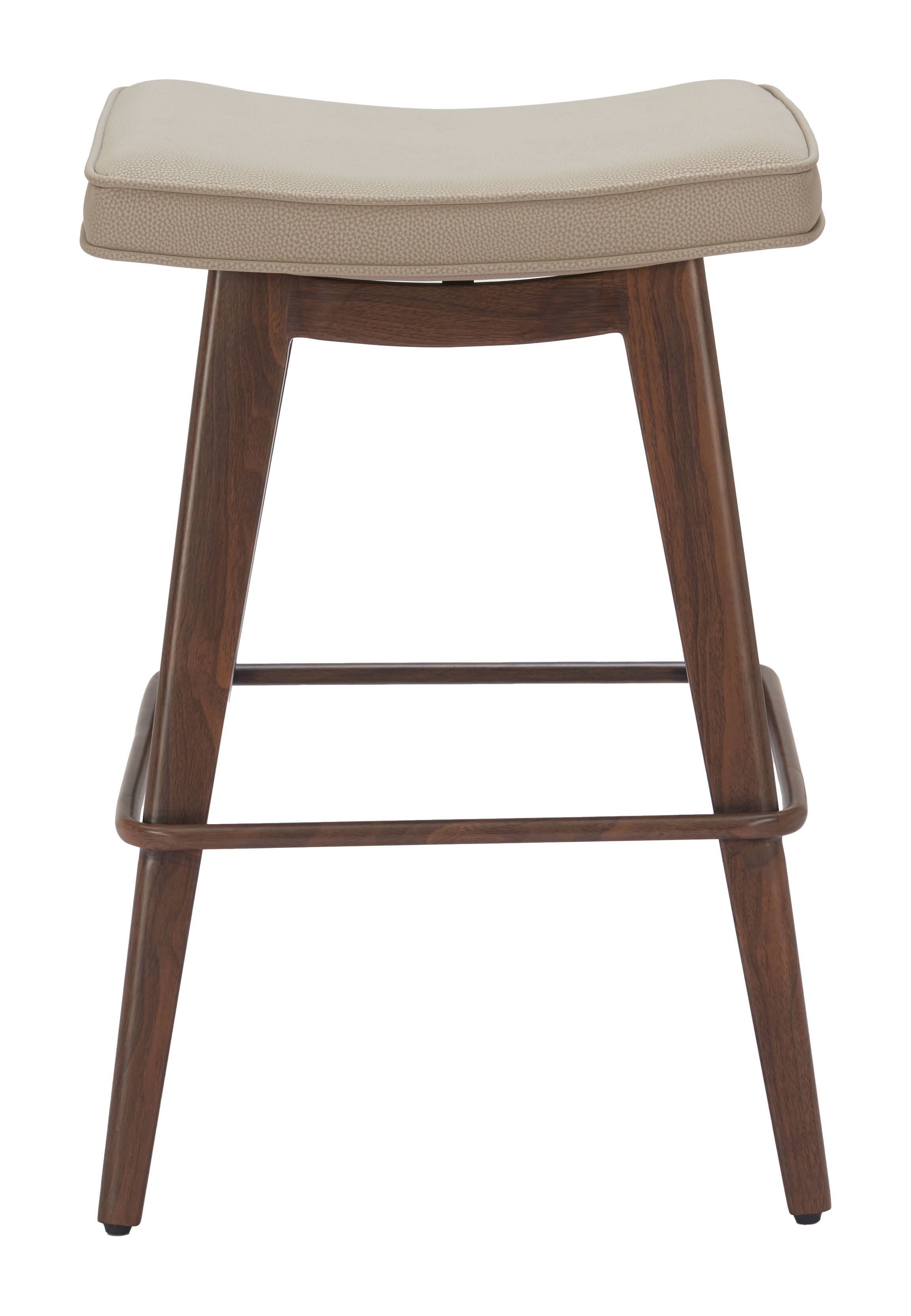 Alt View 1. Hivvago - Divat Counter Stool (Set of 2) Beige & Walnut - Beige & Walnut.