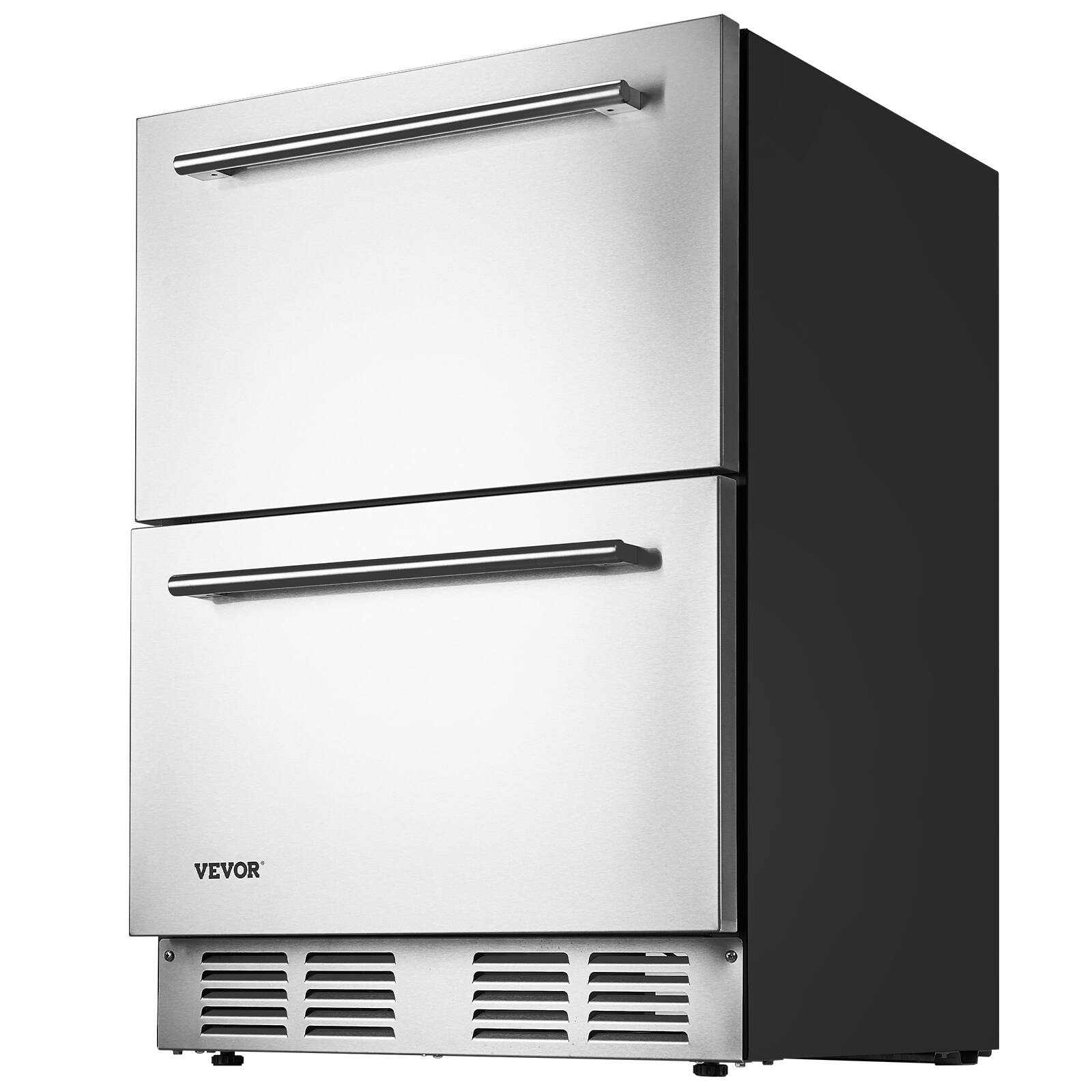 Alt View 5. VEVOR - 24 Inch Under Counter Drawer Refrigerator, Stainless Steel Dual Drawer Fridge with Temperature Control - Black,Silver.