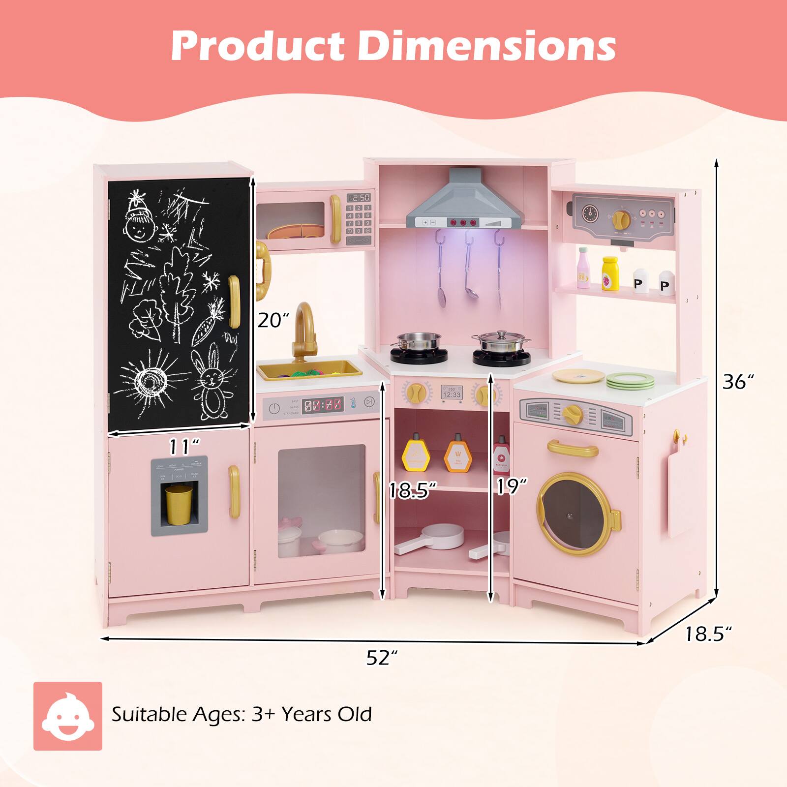 Product Dimensions
250
1
:
-
! i 8

P
P
20"
80 :88
 12:33
36"
" 11"
18.5"
19"
52"
18.5"
Suitable Ages: 3+ Years Old