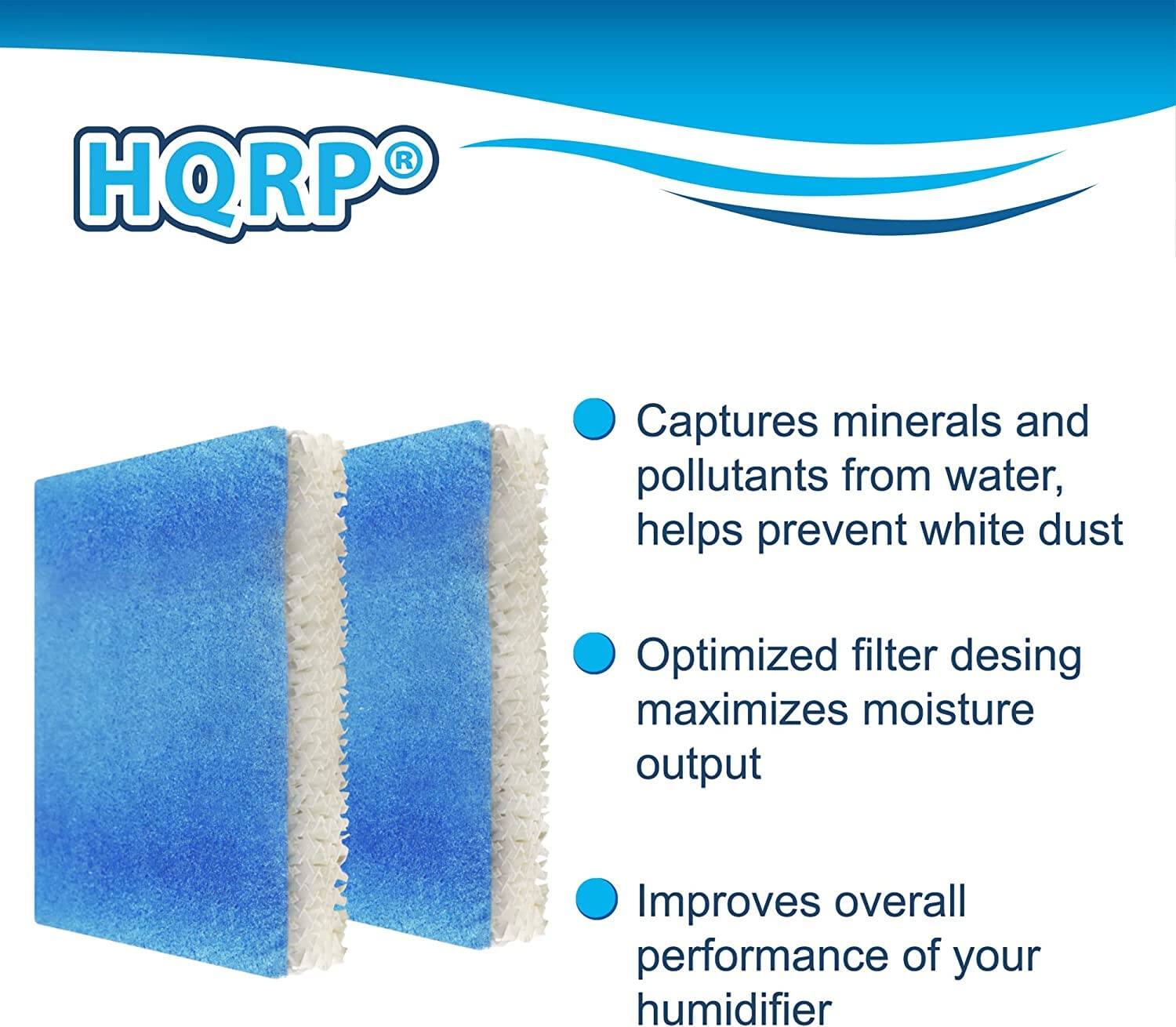 HQRP Captures minerals and pollutants from water, helps prevent white dust  
Optimized filter design maximizes moisture output  
Improves overall performance of your humidifier