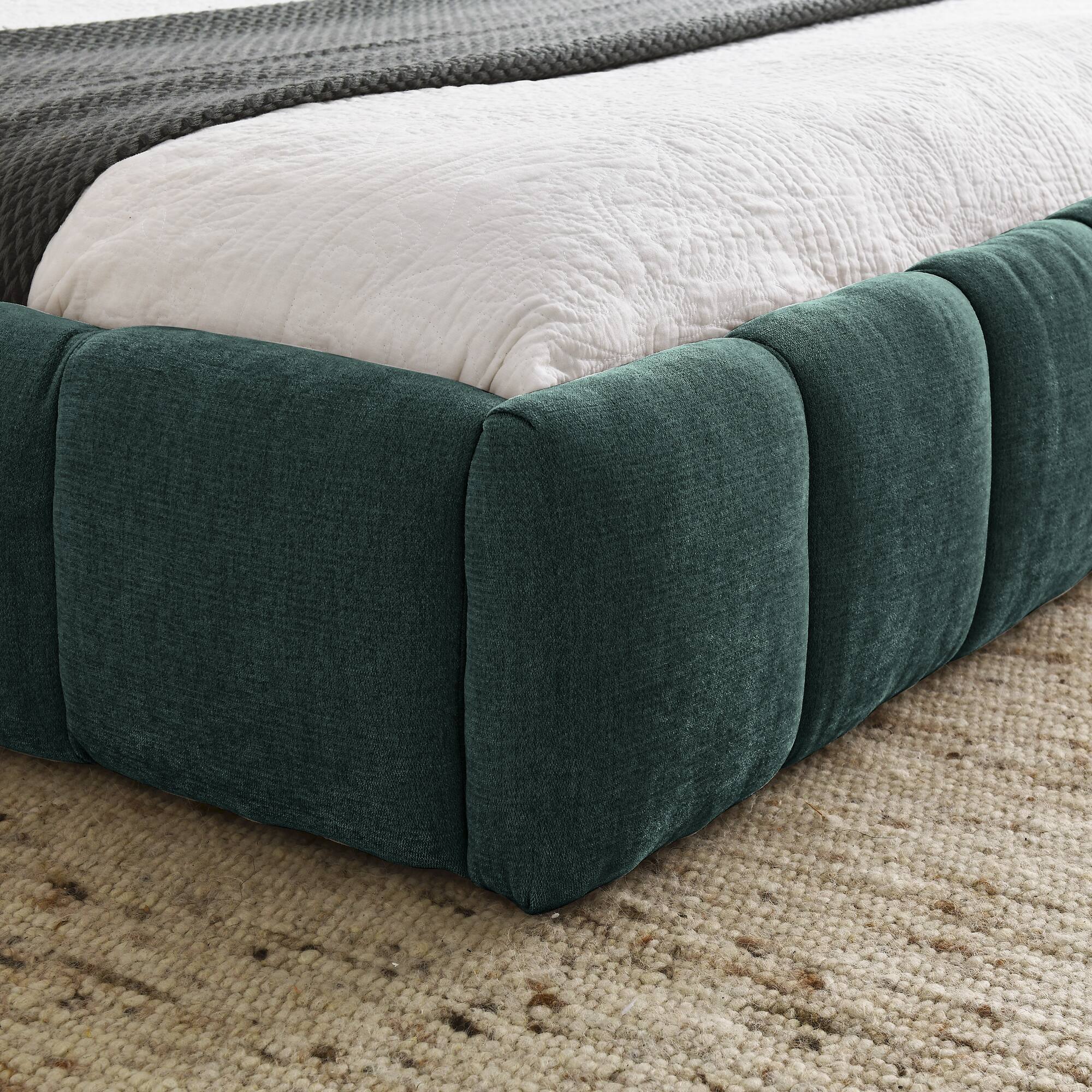 Alt View 1. Anysun - Queen Chenille Platform Bed Frame with Headboard - Thick Fabric, Solid Frame, No Box Spring Needed - Green.