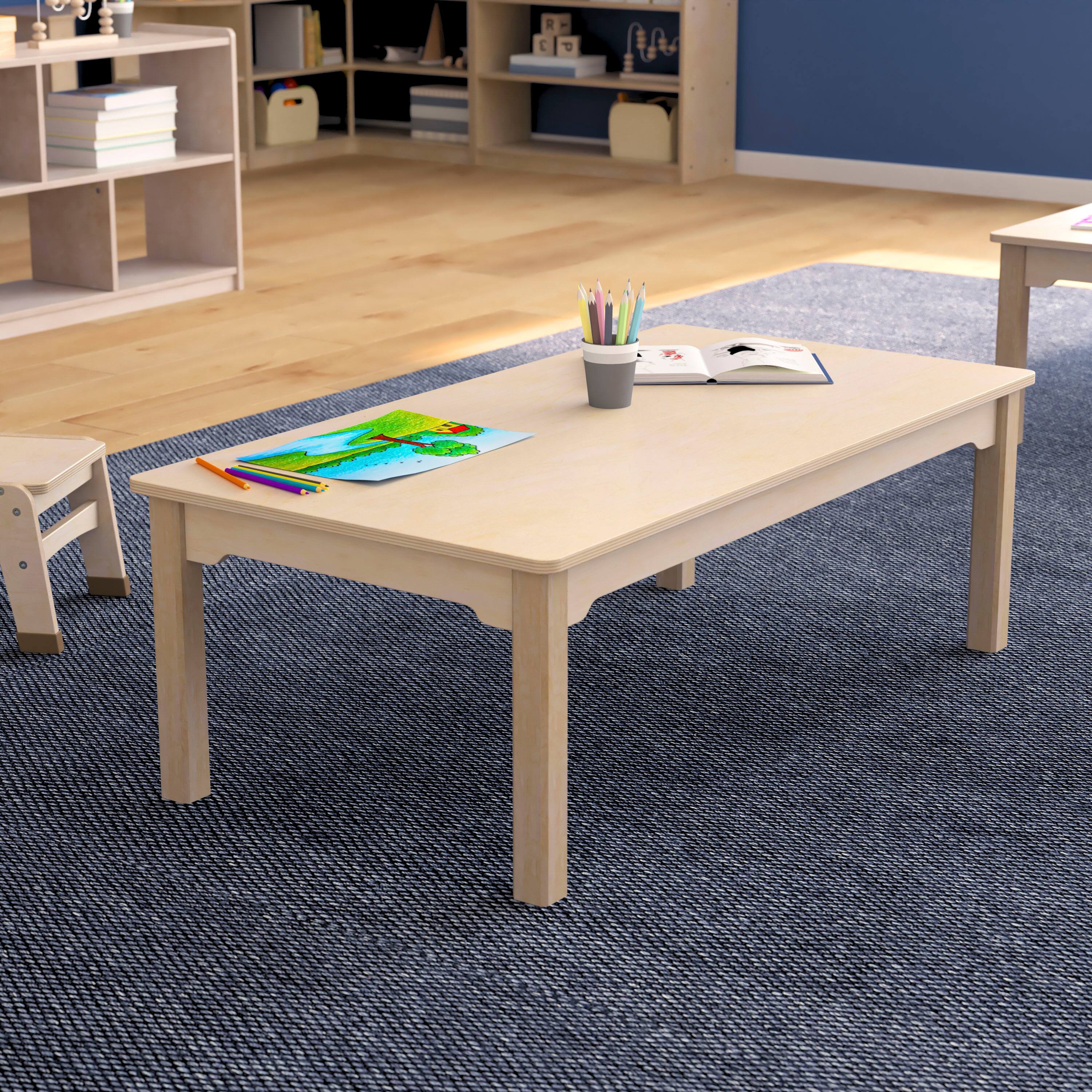 Alt View 1. Flash Furniture - Bright Beginnings Commercial Grade Wooden Rectangular Preschool Classroom Activity Table, (23.5"W x 47.25"D x 14.5"H), B - Natural.
