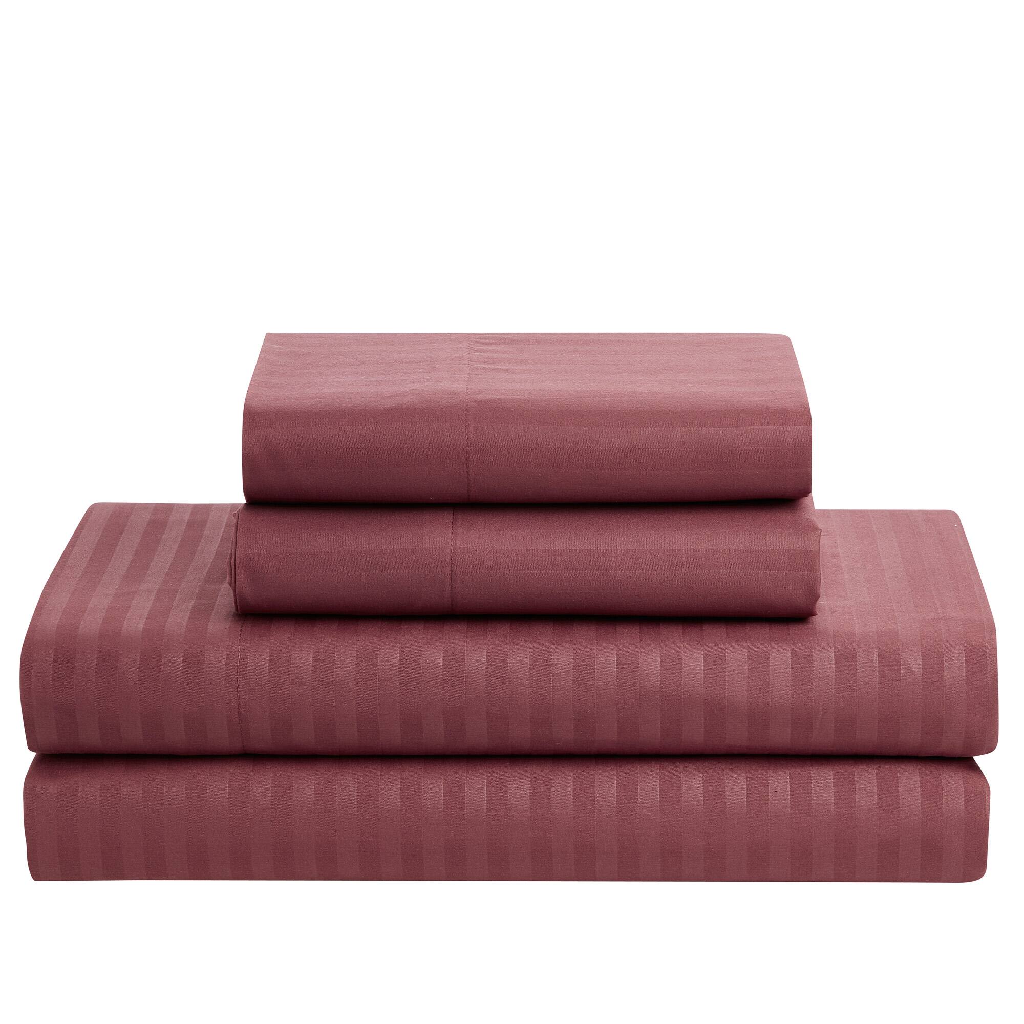 Back. Sweet Home Collection - 8 Piece Embossed Dobby Stripe Bed in a Bag All Season Complete Set with Sheets - Queen - Burgundy.