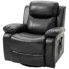 Hivvago - Adjustable Faux Leather Remote Massage Recliner Chair w/ Footrest - Black