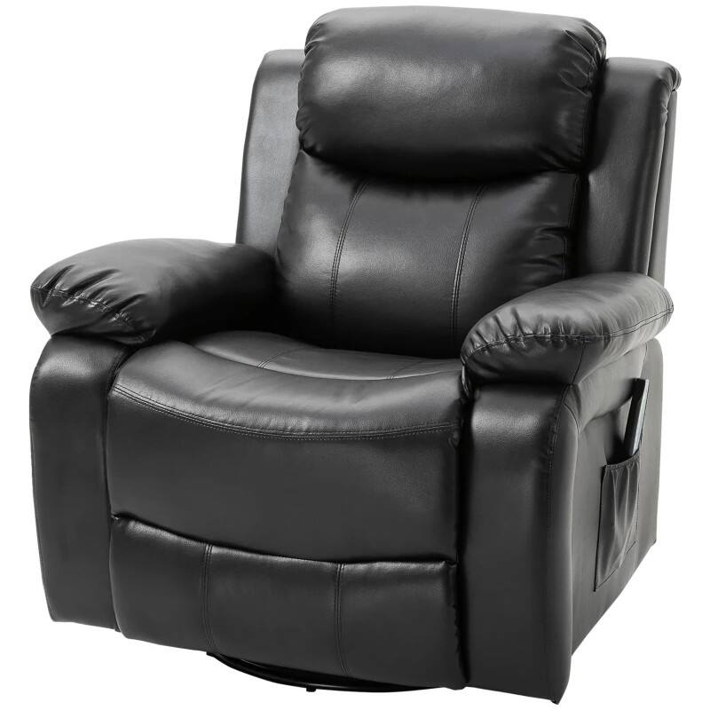 Front. Hivvago - Adjustable Faux Leather Remote Massage Recliner Chair w/ Footrest - Black.