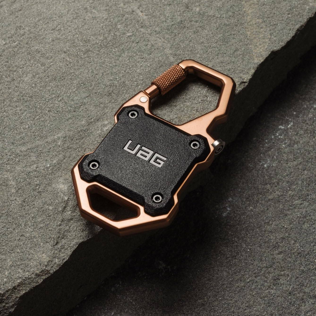 Alt View 2. UAG - AirTag Case w Built-in Bottle Opener & Carabiner for Keys, Luggage & Bags - Black/Copper.