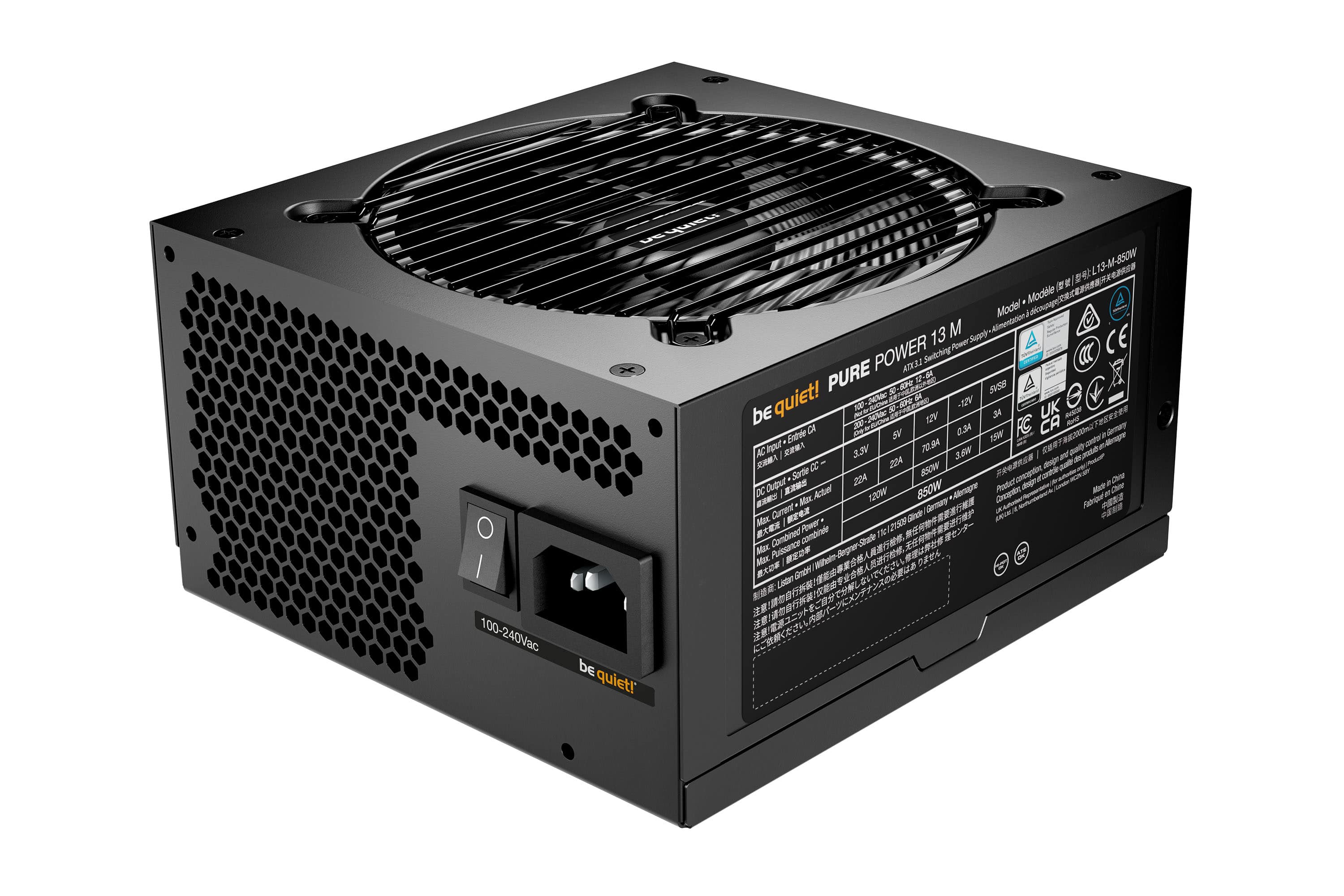 be quiet! - Pure Power 13 M 850W ATX 80 Plus Gold Modular Power Supply - Black