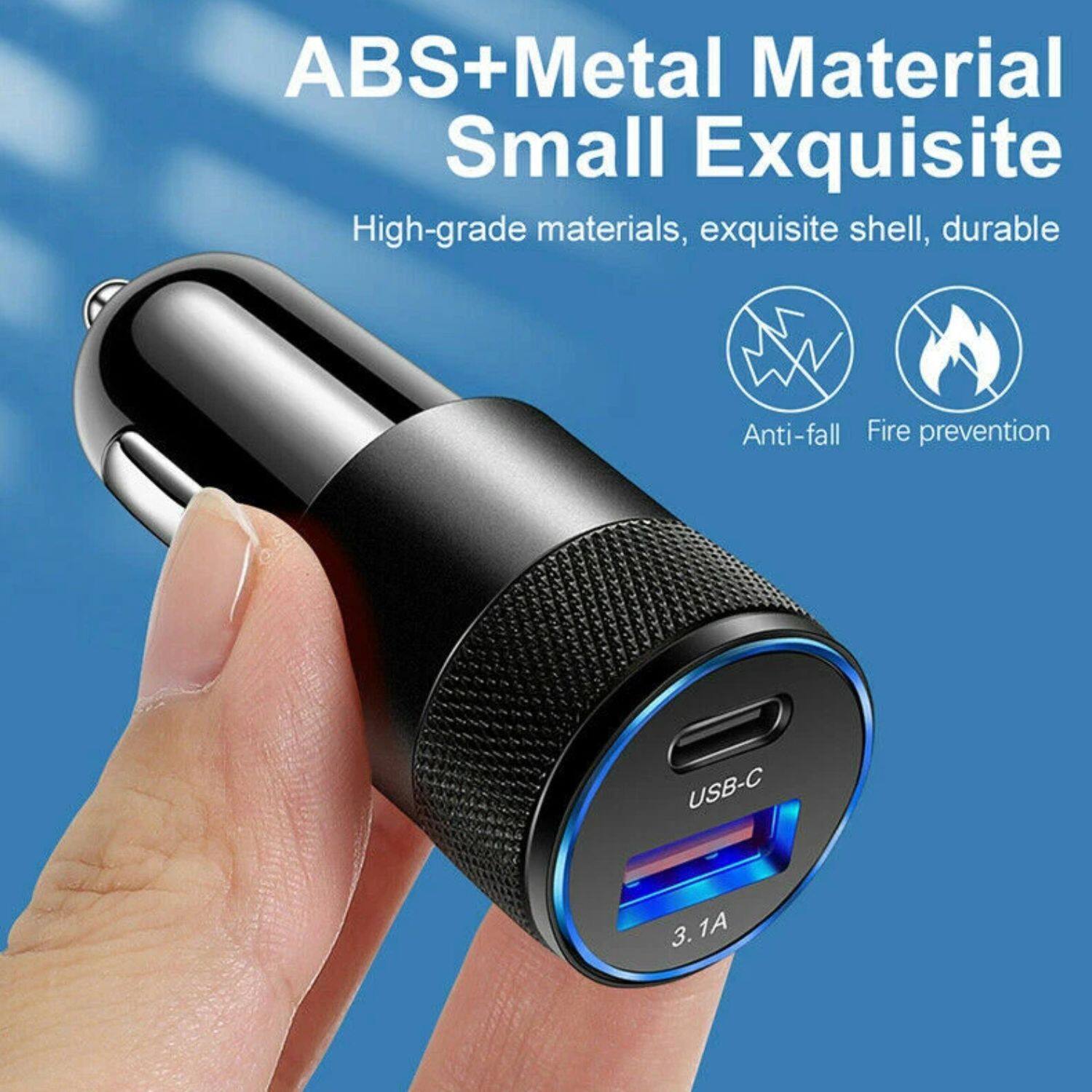 ABS+Metal Material  
Small Exquisite  

High-grade materials, exquisite shell, durable  

Anti-fall  
Fire prevention  

USB-C  
3.1A