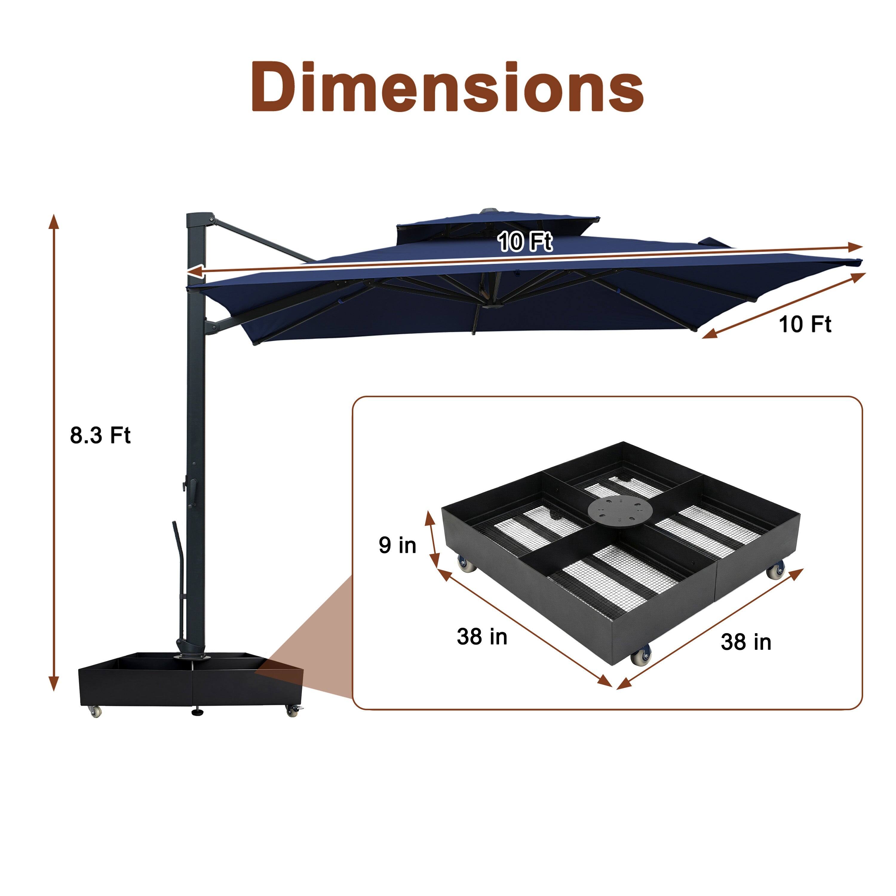 Dimensions: 10 Ft x 10 Ft x 8.3 Ft, 9 in, 38 in x 38 in