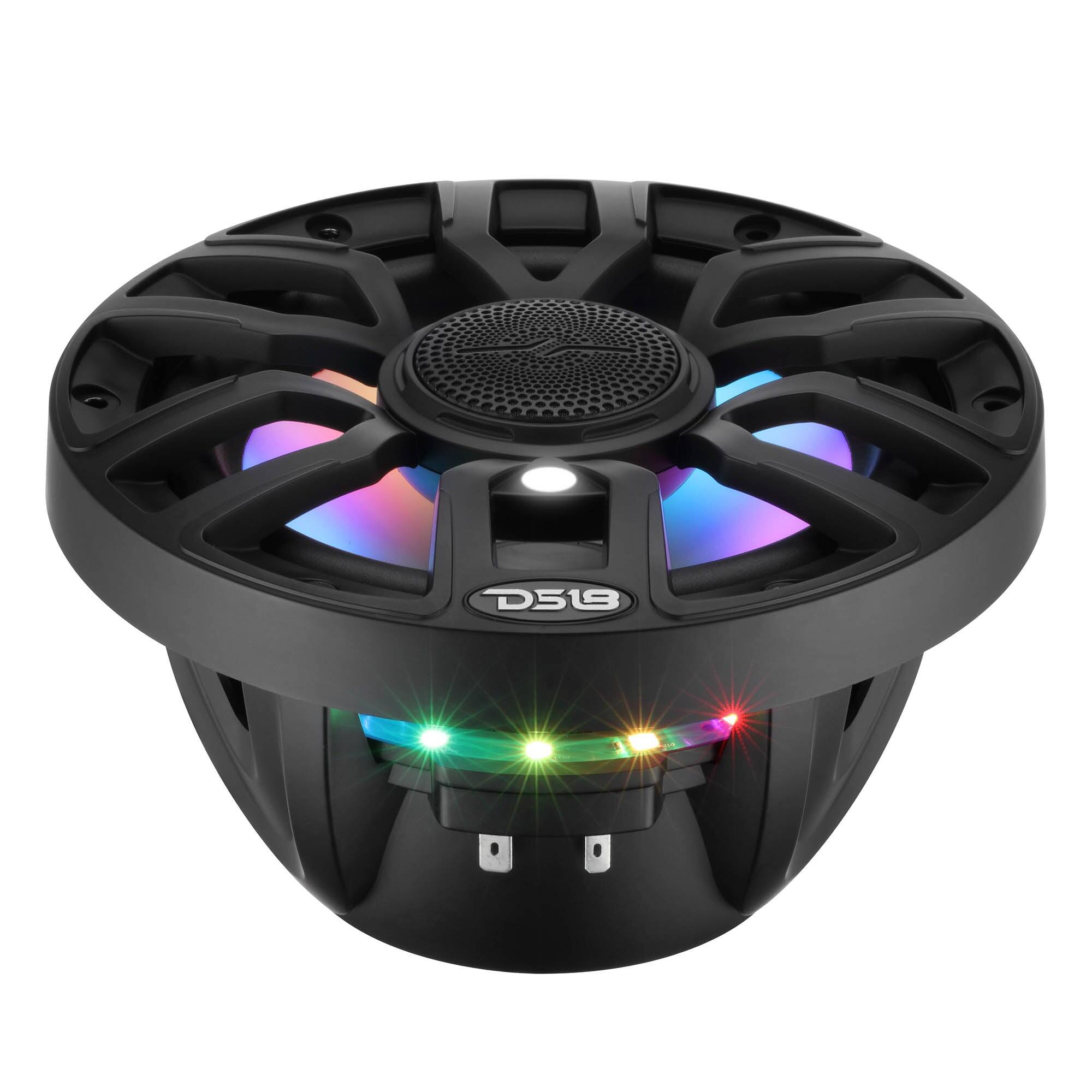 Alt View 2. DS18 Audio - NXL-IQ 7.7" 2-way Coaxial Marine Speaker with Bullet Tweeter and Digital LED Lights (Pair), 175W RMS 4-Ohm - Black.