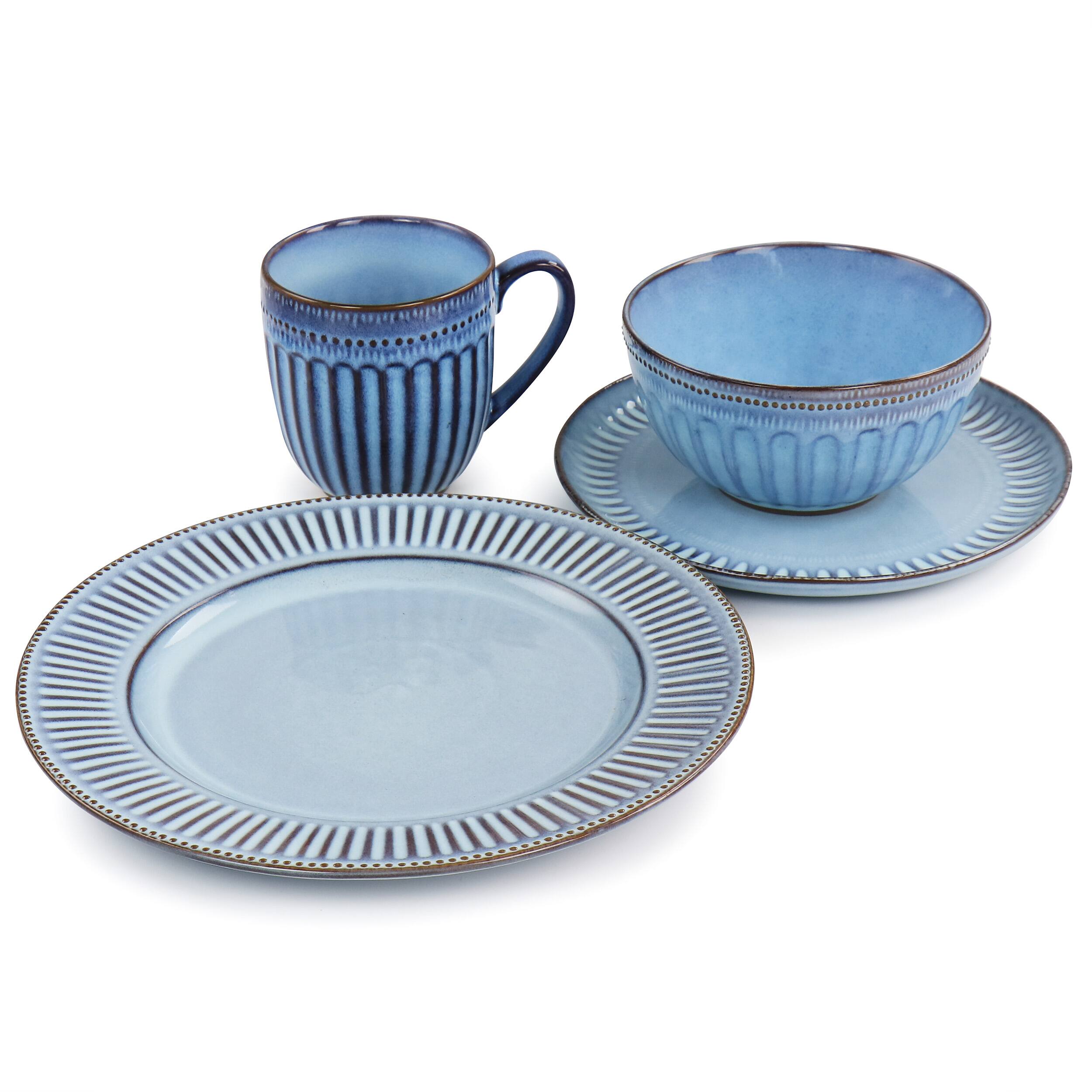 Alt View 3. Gibson - Gibson Elite Mendocino 16 Piece Stoneware Dinnerware Set in Blue - Blue.