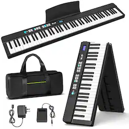Sugift - 88 Keys Folding Piano Keyboard for Beginner Portable Electric Piano - Black