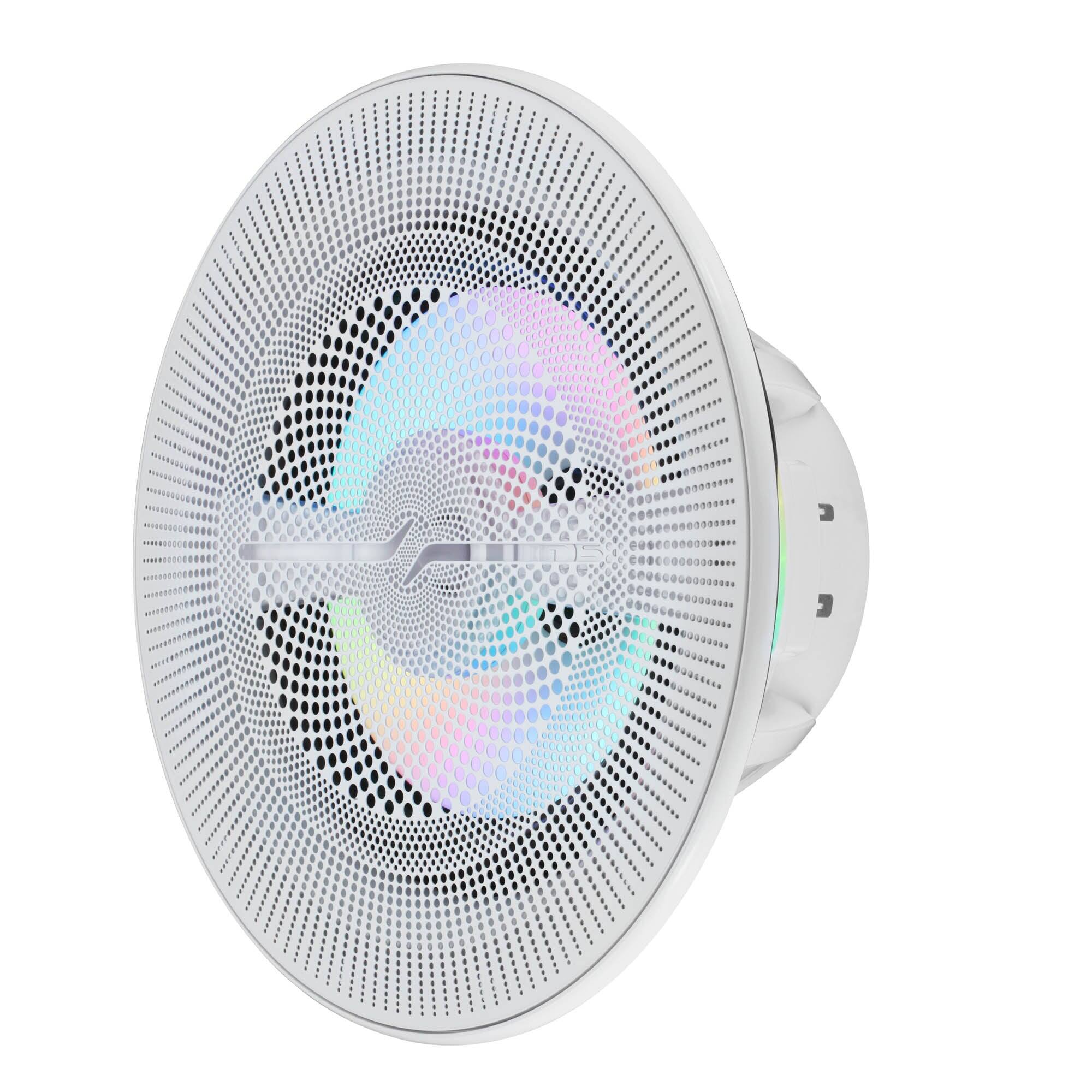 Left. DS18 Audio - NXL 6.5" 2-way Coaxial Speaker with Built-in Driver and Grille (Pair), 150W RMS 4-Ohm - White.