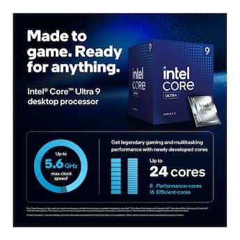 Intel Core Ultra 9 Desktop Processor 285 24 cores (8 P + 16 E Intel Core Ultra 9 Desktop Processor 285 24 cores (8 P + 16 E