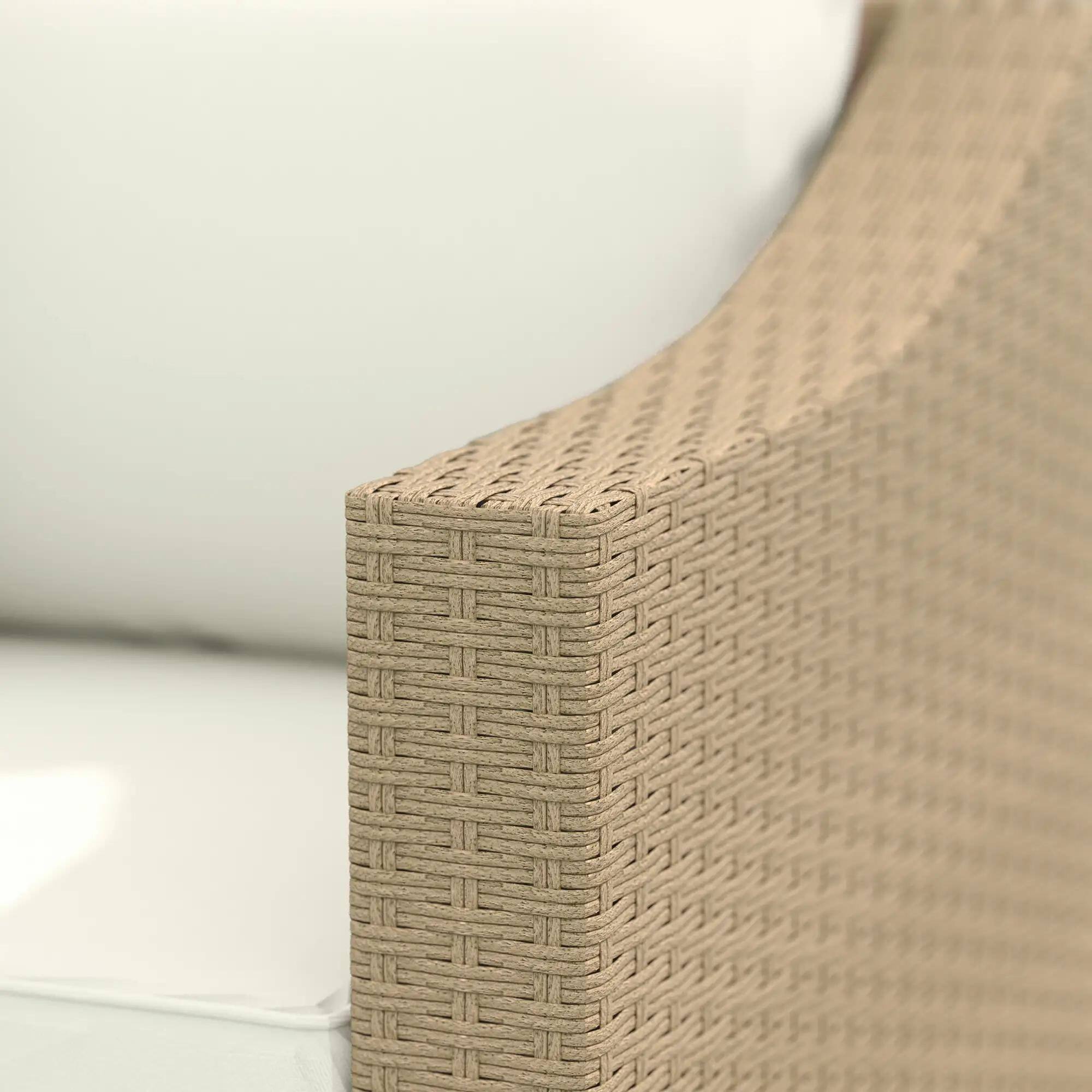 Back. Resenkos - Resenkos 3 Seater Patio Couch, Outdoor Sectional Furniture, PE Rattan, White - White.