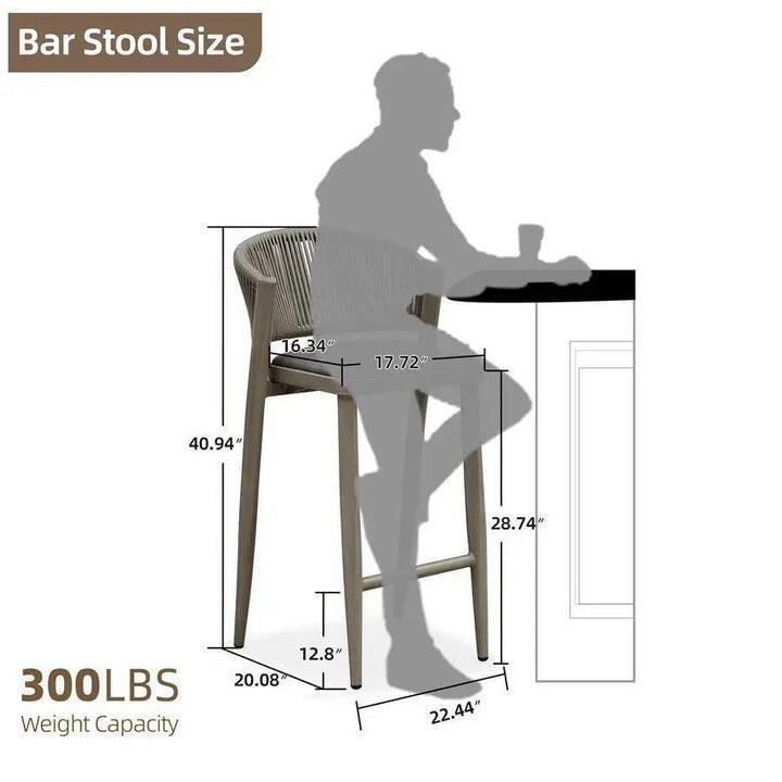 Bar Stool Size

- Seat Width: 16.34"
- Seat Depth: 17.72"
- Seat Height: 28.74"
- Overall Height: 40.94"
- Base Width: 22.44"
- Base Depth: 20.08"
- Base Height: 12.8"

Weight Capacity: 300LBS