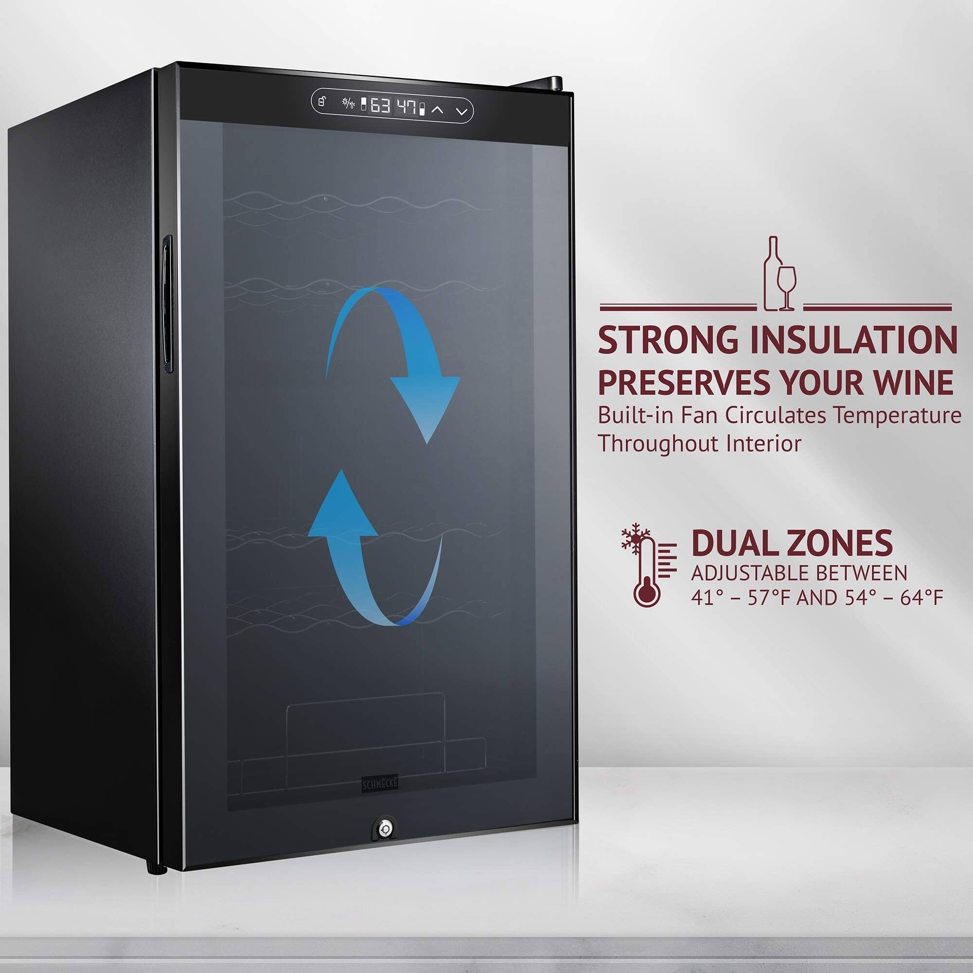 63 470 STRONG INSULATION PRESERVES YOUR WINE  
Built-in Fan Circulates Temperature Throughout Interior  
DUAL ZONES  
ADJUSTABLE BETWEEN 41° - 57°F AND 54° - 64°F