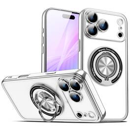 UUCOVER - Magnetic Kickstand Case for Apple iPhone 18 Pro Max with Camera Lens Cover, Rotatable Ring Holder Shockproof Clear Cover - Silver