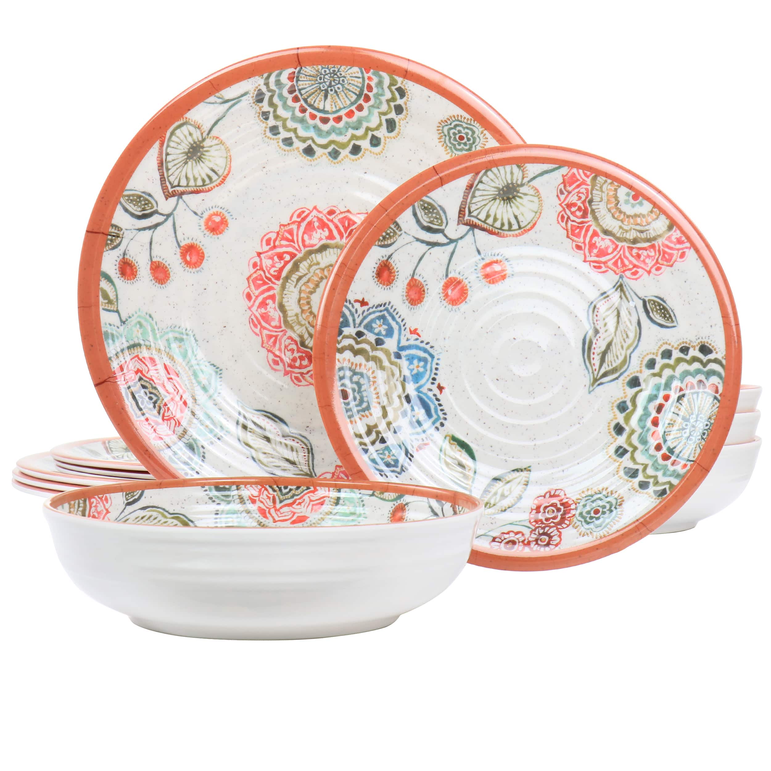 Elama - Ester 12 Piece Melamine Dinnerware Set - Multi price history on PriceWatchPro