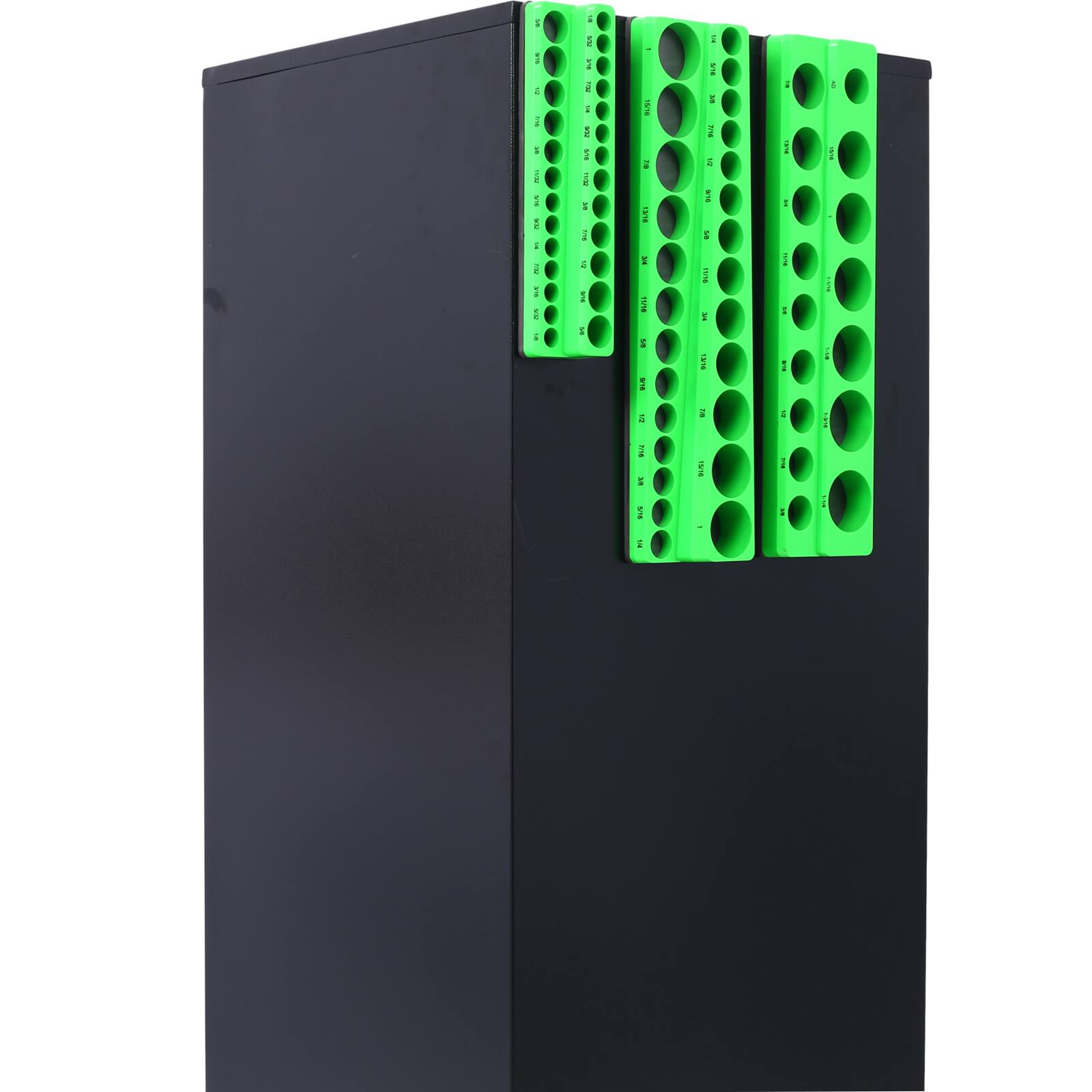 Alt View 2. APRILSOUL - SAE Magnetic Socket Organizer 68 Slot 3 Piece Set Strong Magnet Tool Tray - Green.