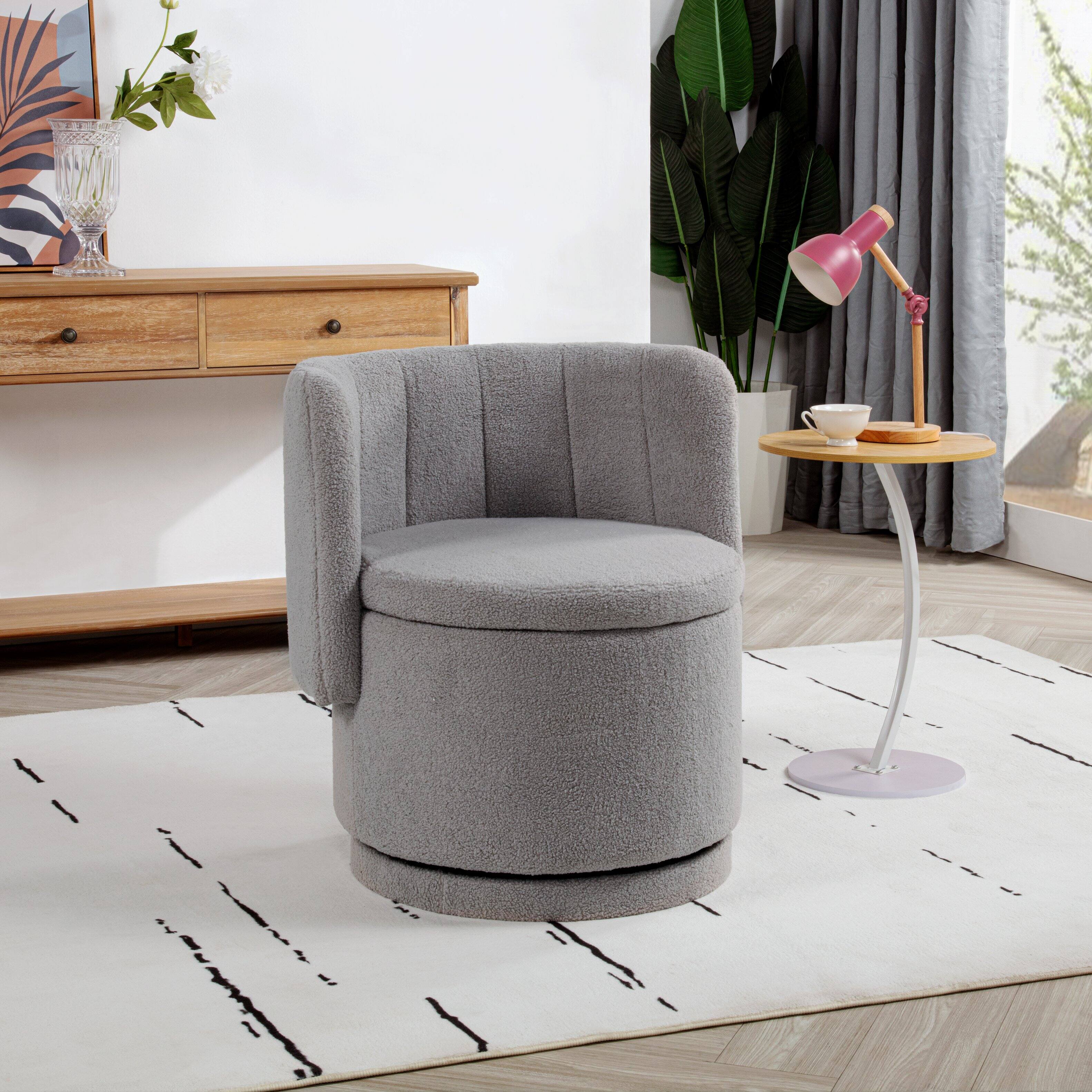 Angle. APRILSOUL - 360 Degree Swivel Back Sofa Chair With Storage Space Suitable For Bedroom and Living Room - Gray.