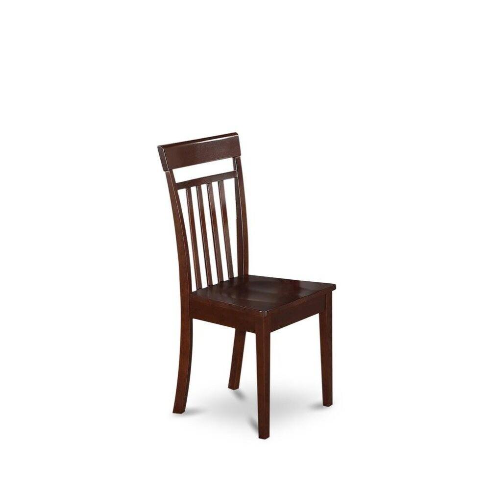 Front. FurniFact - Elegant Wooden Dining Chairs – Slatted Back - Mahogany.