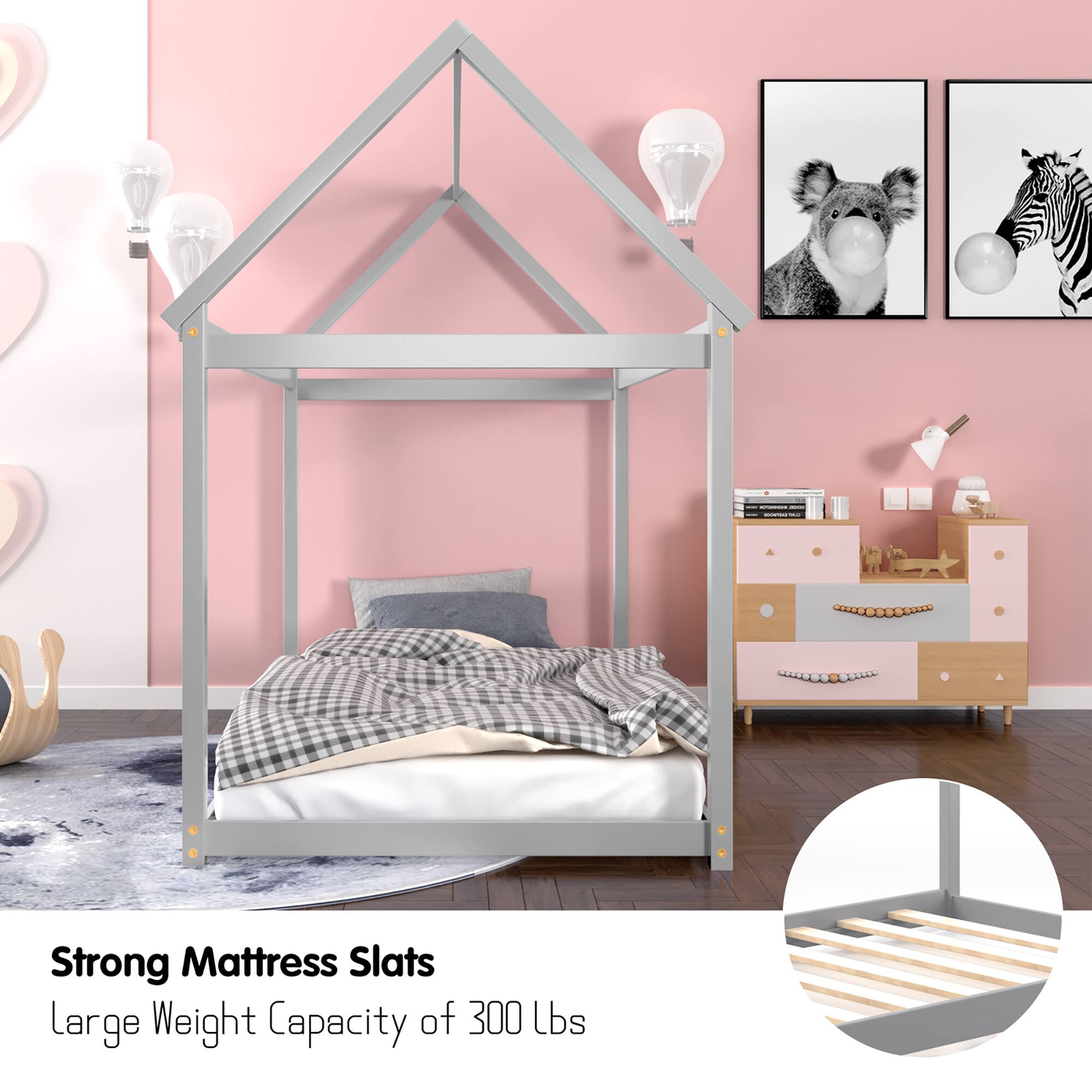 Strong Mattress Slats  
Large Weight Capacity of 300 lbs