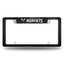 Rico Industries - Charlotte Hornets NBA Chrome Metal License Plate Frame with Carbon Fiber Design - Multi