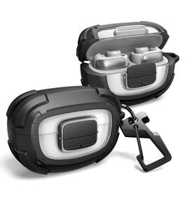 Dexnor - For Bose Ultra Open Case with Drop-Proof Lock, Carabiner, Keyring, Cleaner Kit, Shockproof Bumper Protective Cover - Black