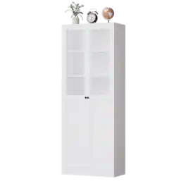 Dexmalle - Dexmalle-72" Metal Kitchen Storage Cabinet with Heavy-Duty Adjustable Shelves - White