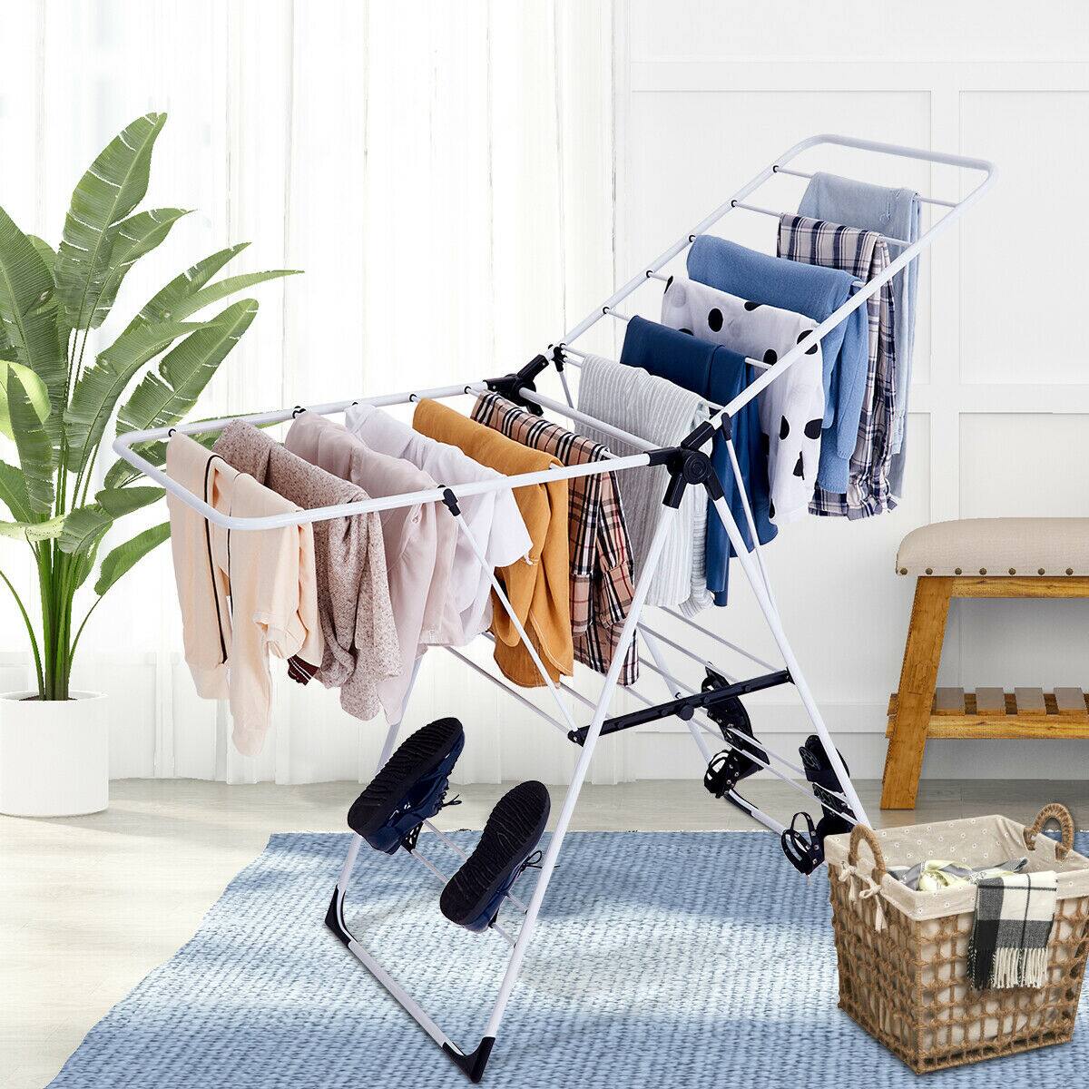 Alt View 2. Costway - Costway Laundry Clothes Storage Drying Rack Portable Folding Dryer Hanger Heavy Duty - White.