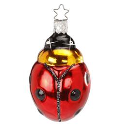 Inge Glas - Sparkling Luck Ladybug German Glass Christmas Ornament FREE BOX - Red