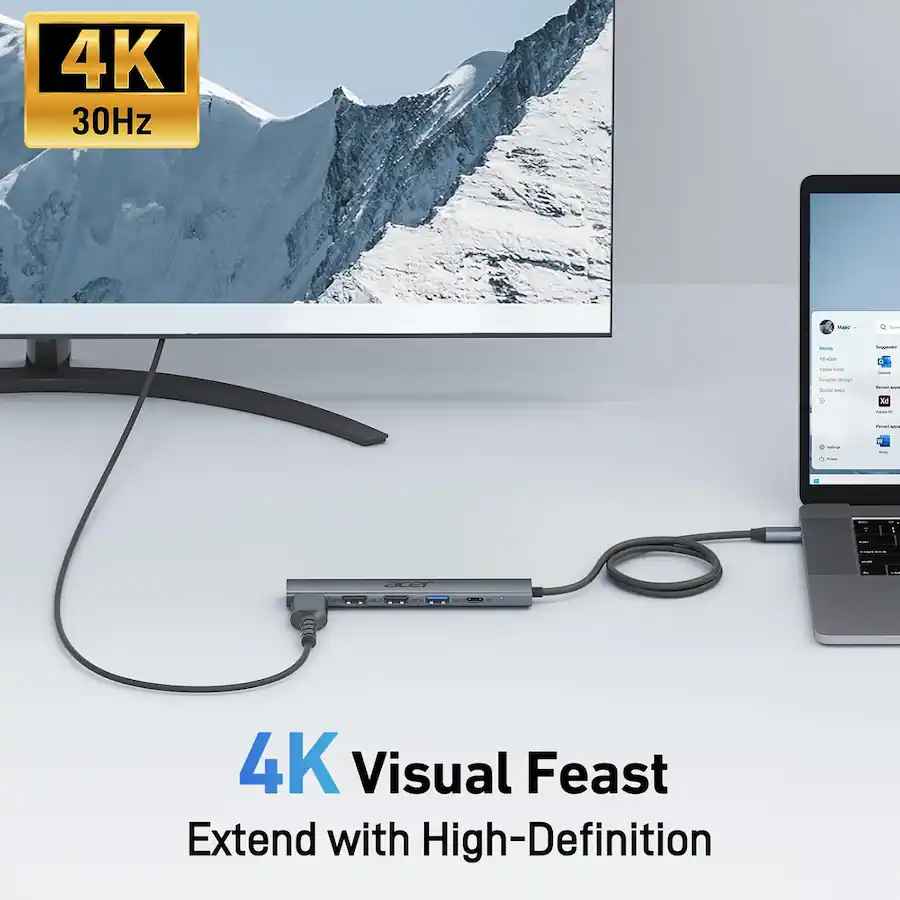Acer 5 In 1 USB C Hub With 4K HDMI 100W Power Delivery 3 USB A Data acer-5-in-1-usb-c-hub-with-4k-hdmi-100w-power-delivery-3-usb-a-data