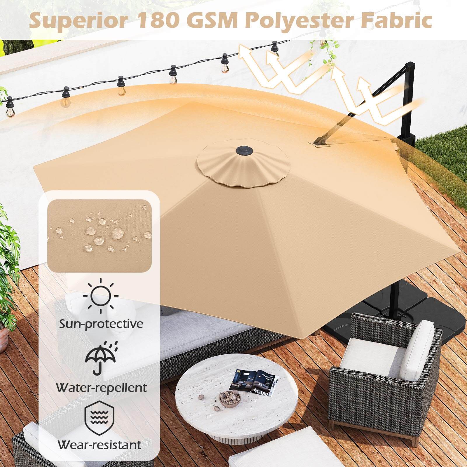 Superior 180 GSM Polyester Fabric

- Sun-protective
- Water-repellent
- Wear-resistant