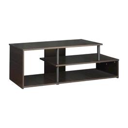 FurniFact - Espresso Low Rise TV Stand with Composite Wood Construction and Modern Design - Brown Black