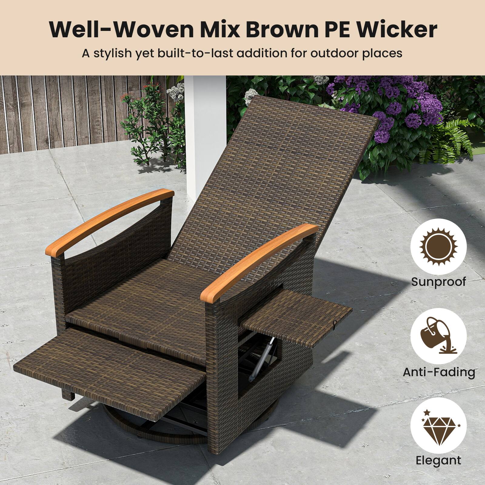 Well-Woven Mix Brown PE Wicker
A stylish yet built-to-last addition for outdoor places
Sunproof
Anti-Fading
Elegant