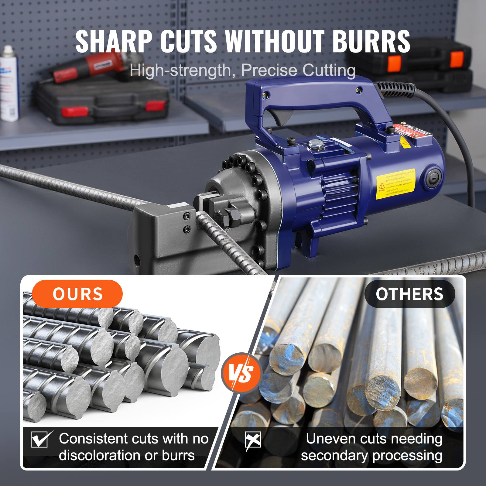 SHARP CUTS WITHOUT BURRS  
High-strength, Precise Cutting

OURS  
Consistent cuts with no discoloration or burrs

VS

OTHERS  
Uneven cuts needing secondary processing