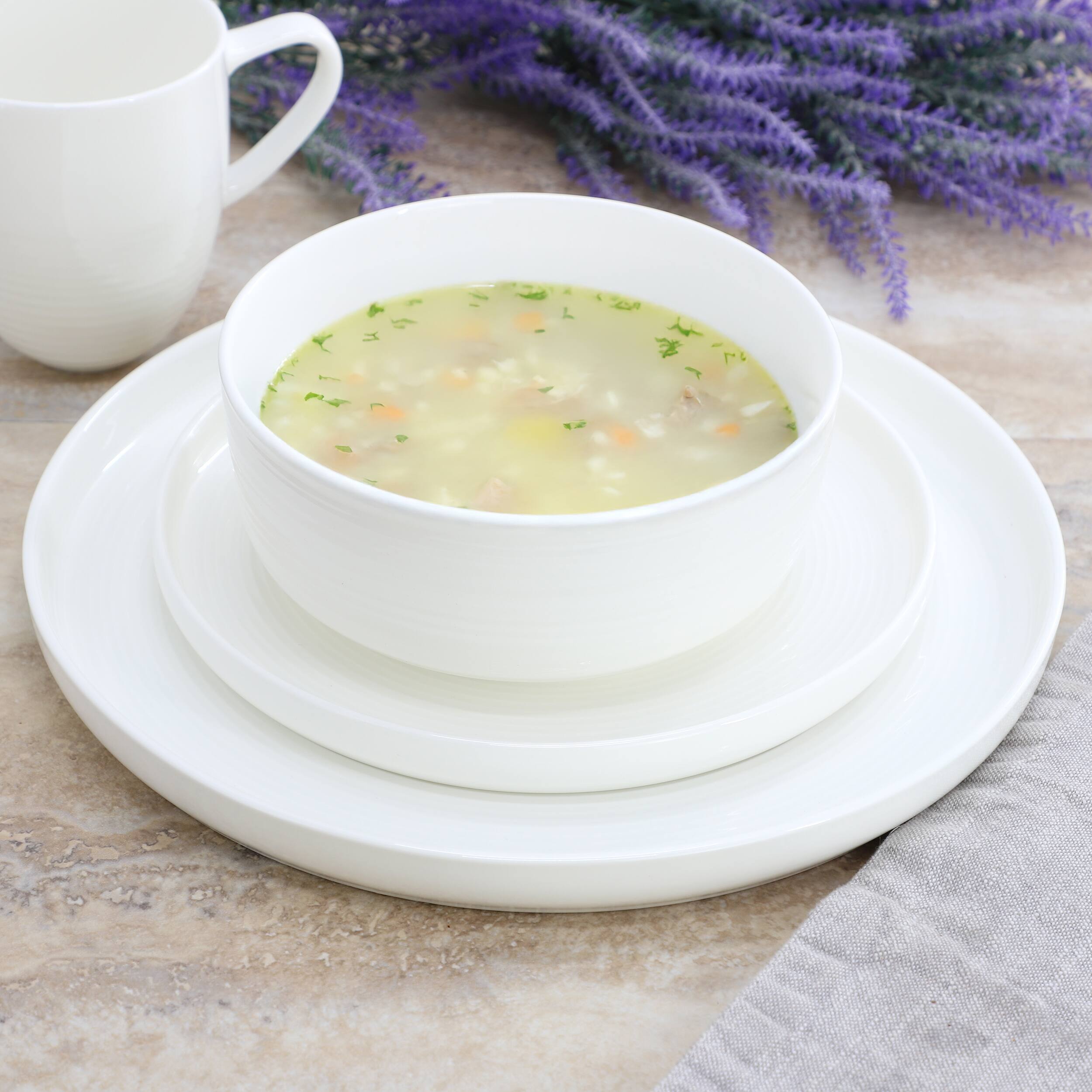 Alt View 7. Gibson - Gibson Elite Annual Rings 16 Piece Bone China Dinnerware Set in White - White.