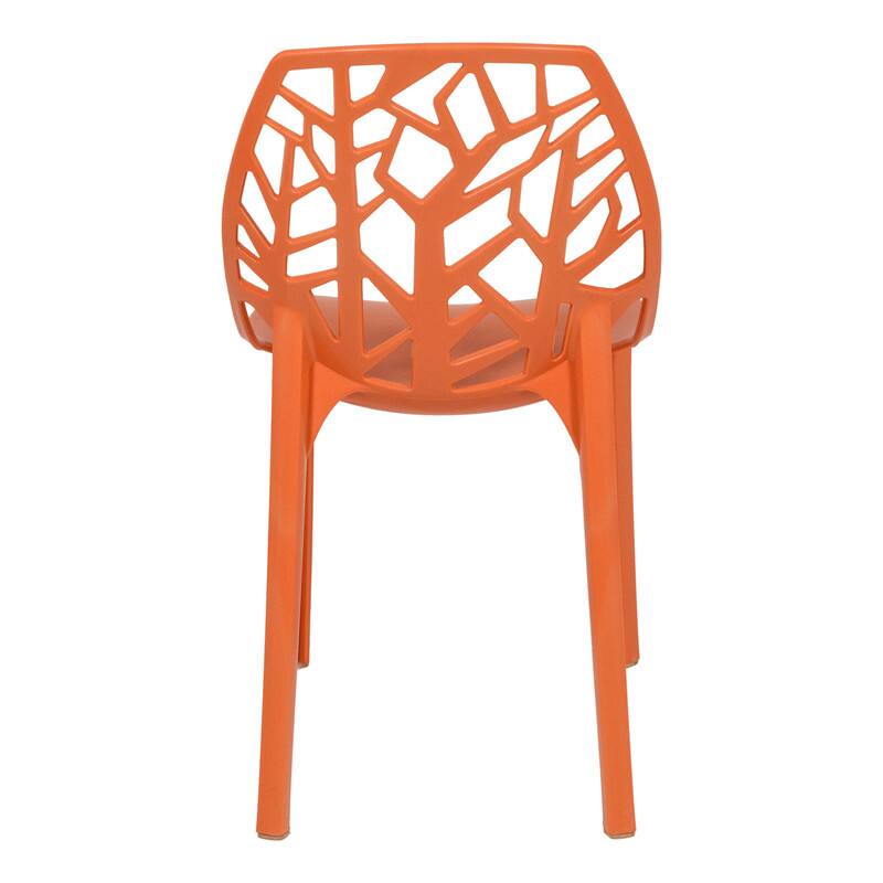 Alt View 1. LeisureMod - Cornelia Modern Stackable Accent Dining Chair with Cut Out Backrest Design for Dining Rooms or Patios - Solid Orange.