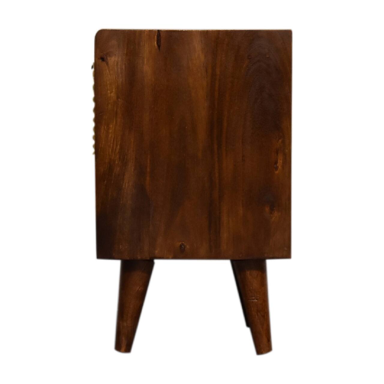 Alt View 5. Artisan Furniture - Artisan Furniture Solid Wood Mini Manila Gold Nightstand, 1 Drawer, 1 Open Slot, Nordic Legs, Dark Brown - Chestnut.