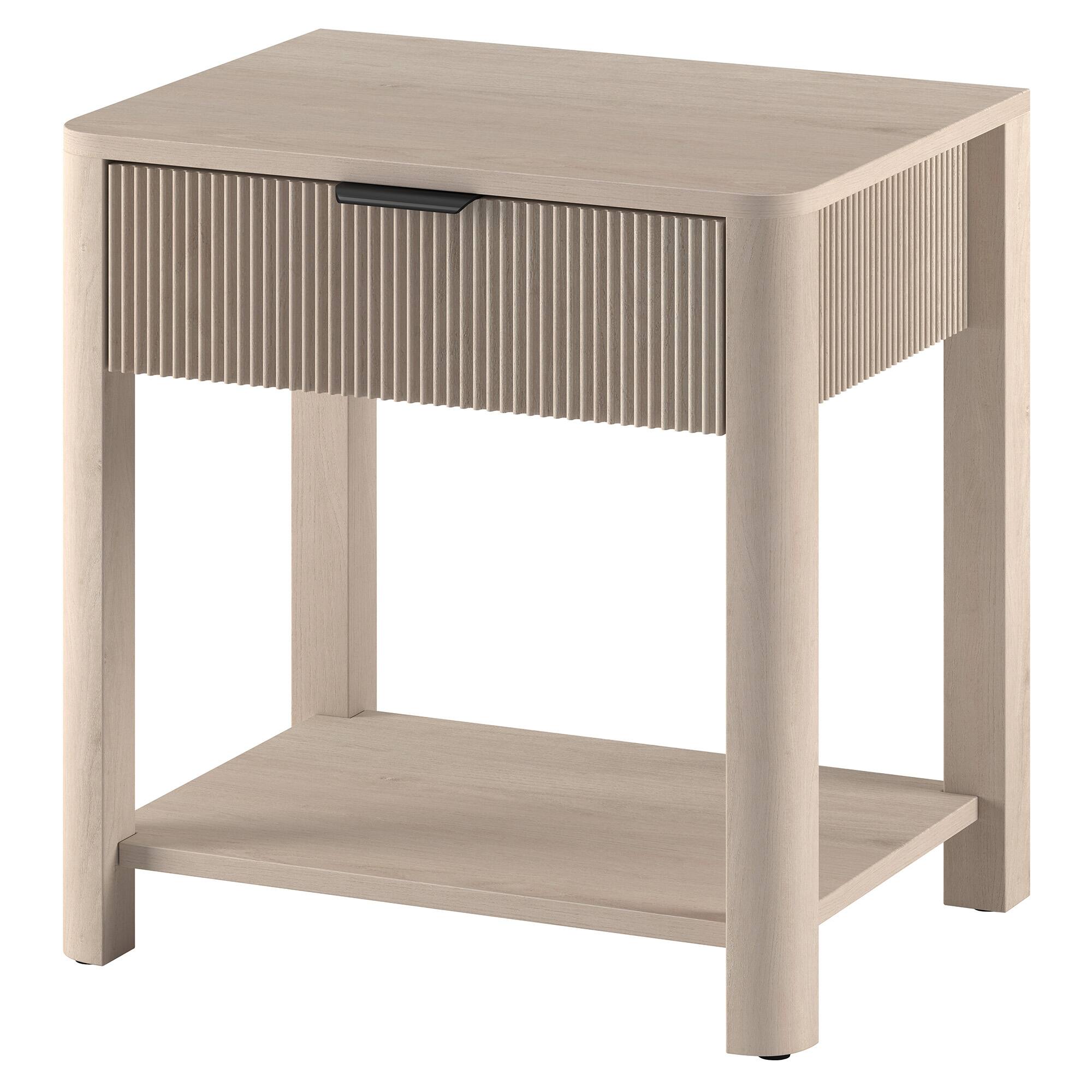 Left. Hudson&Canal - Pomona 24" Wide Rectangular Fluted Nightstand in Alder White - White.