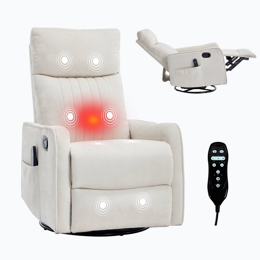 Alt View 9. Ropilly - Ropilly Beige Massage Recliner Chair Manual Swivel Rocker Recliner with Lumbar Heat - Beige.