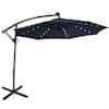 Front. Costway - 10FT Patio Offset Umbrella Solar Powered LED 360Degree Rotation Aluminum - Navy.