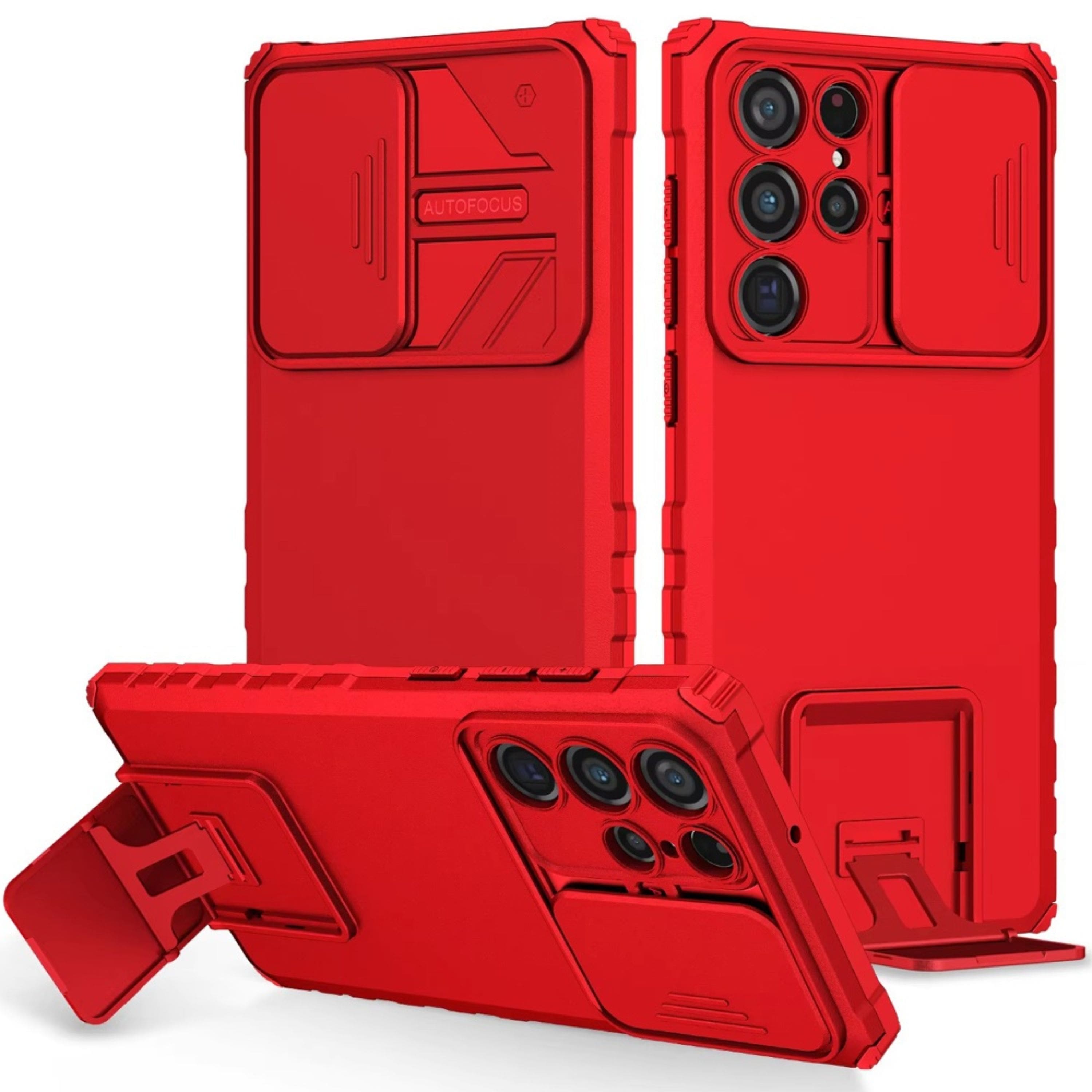 Kitcheniva - Dual Layer Camera Protection Stand Plus Tempered Glass For Samsung S25 Ultra - Red price history on PriceWatchPro