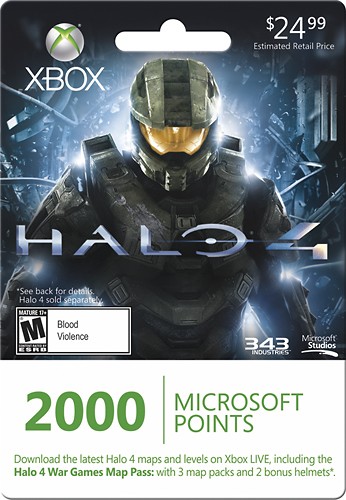  Microsoft - 2000 Microsoft Points for Xbox LIVE and Halo 4: Map Pass